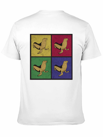 Retro Seal Pop Art Graphic Tee - Black
