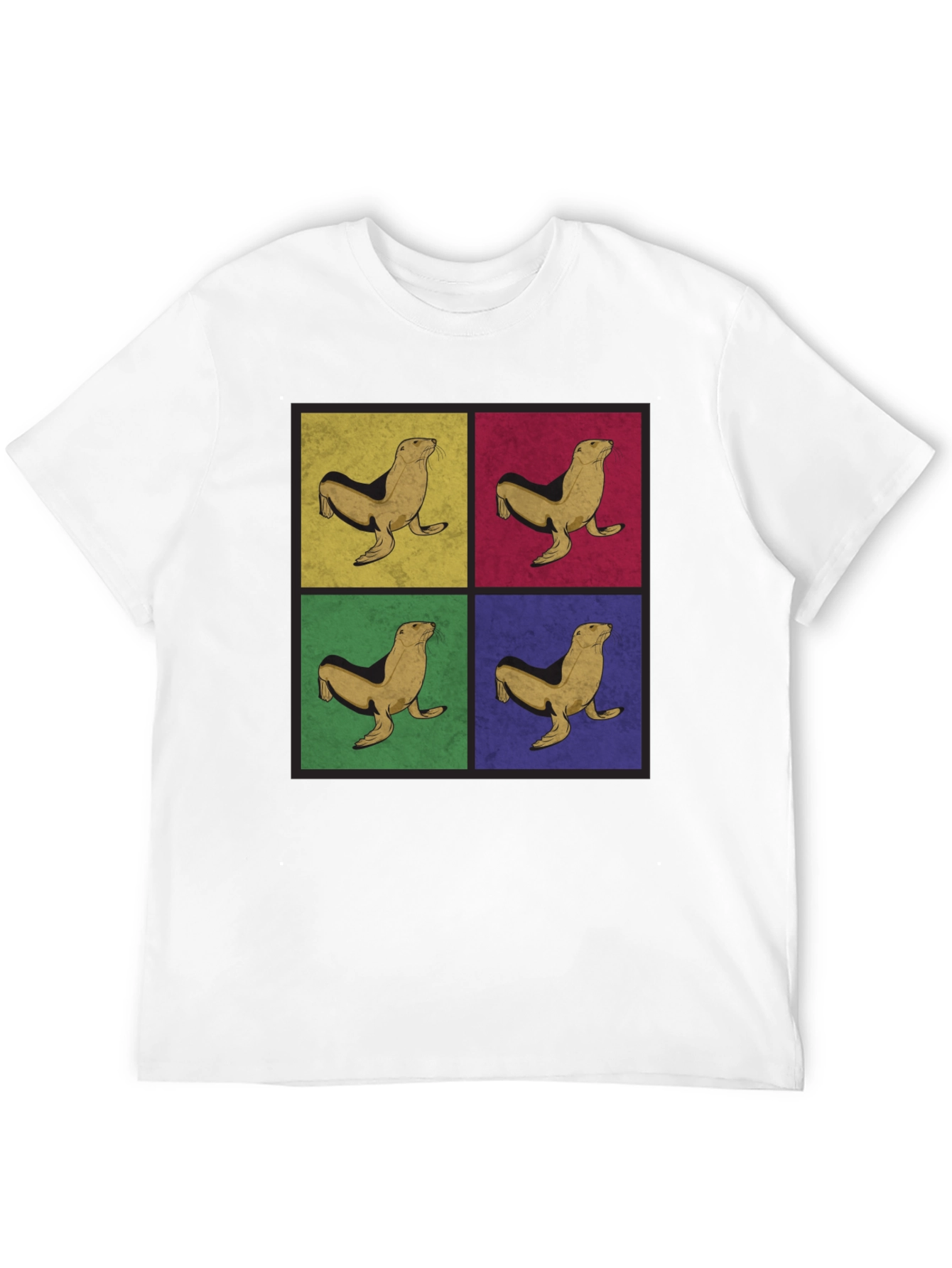 Retro Seal Pop Art Graphic Tee - Black