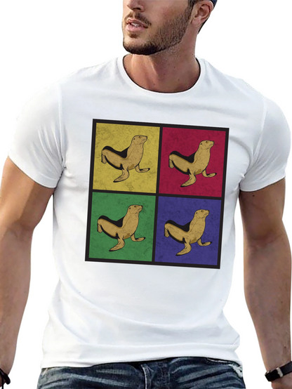 Retro Seal Pop Art Graphic Tee - Black