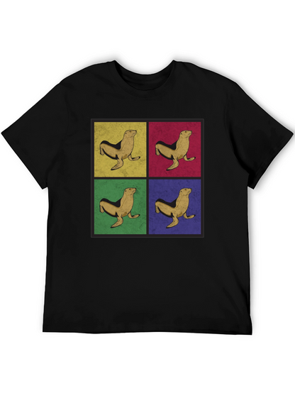 Retro Seal Pop Art Graphic Tee - Black