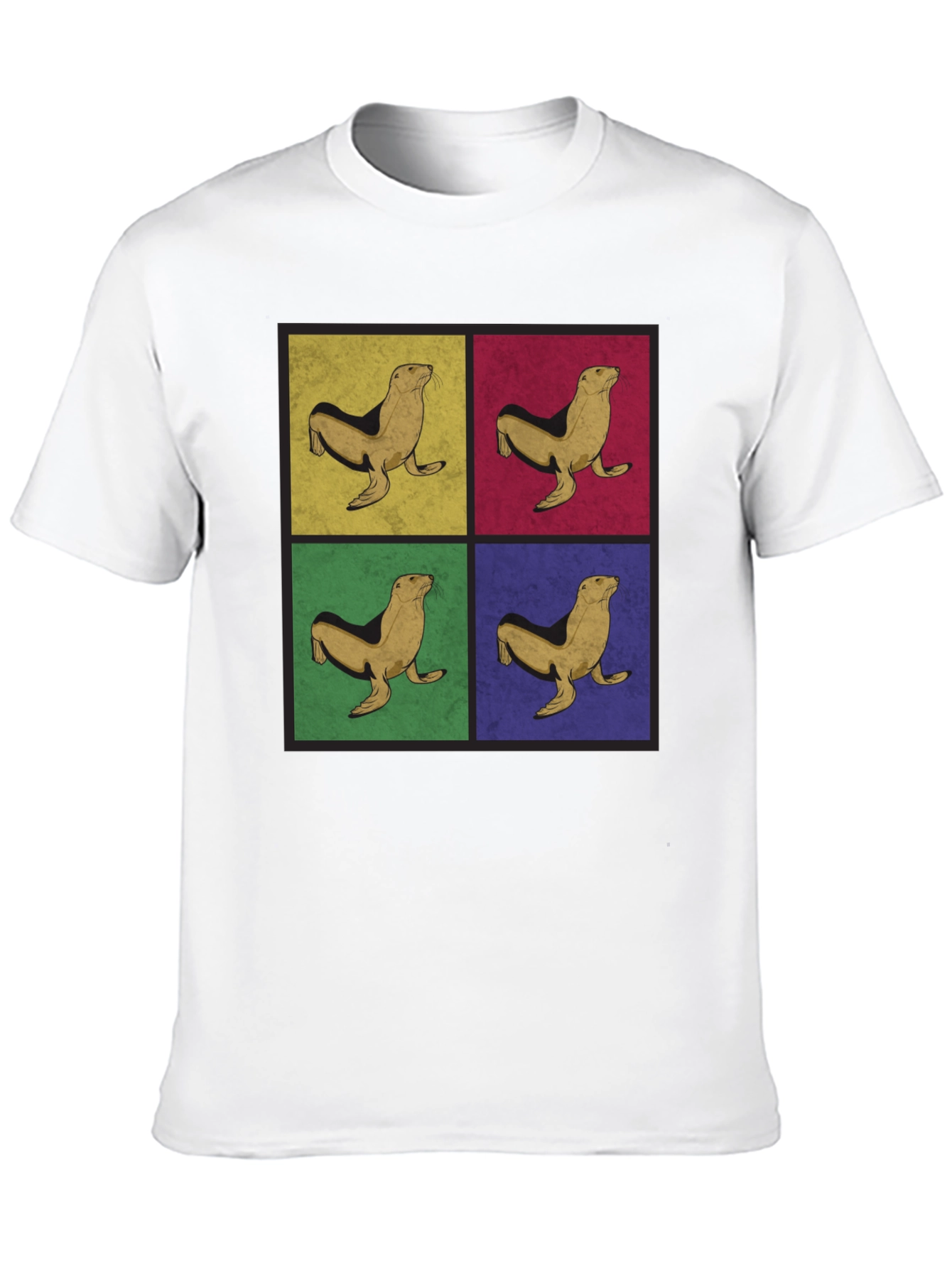 Retro Seal Pop Art Graphic Tee - Black