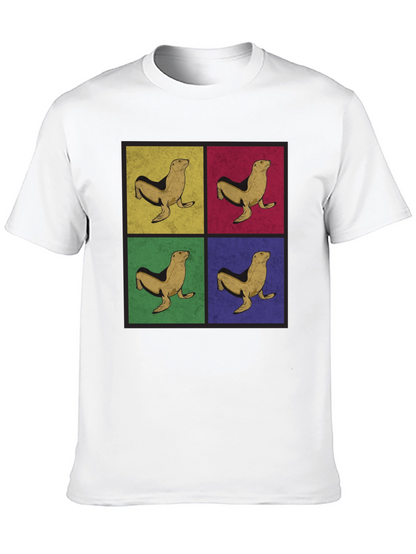 Retro Seal Pop Art Graphic Tee - Black