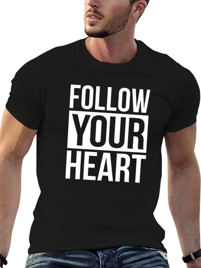 Follow Your Heart Graphic Tee - Black Cotton T-Shirt