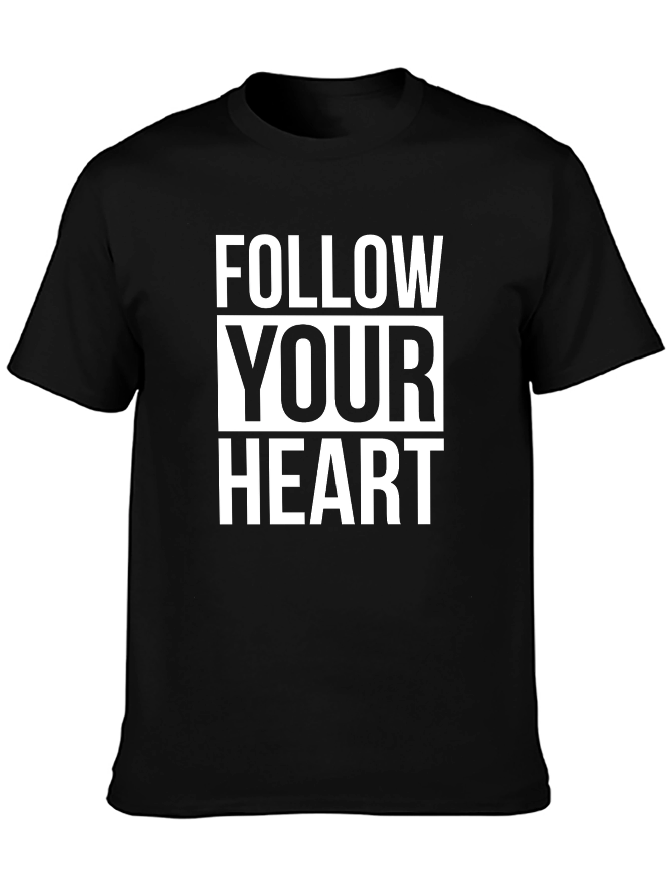 Follow Your Heart Graphic Tee - Black Cotton T-Shirt