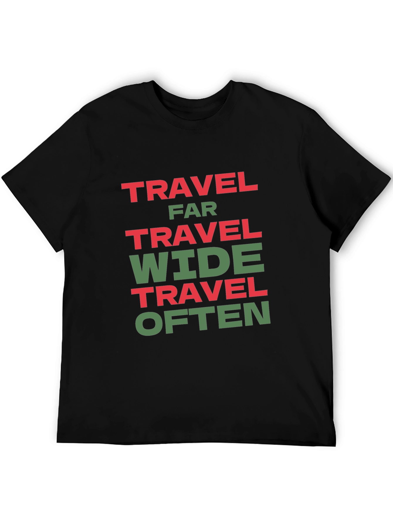 Travel Far Wide Often T-Shirt - Black Cotton Tee