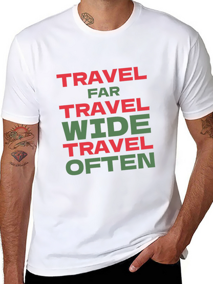 Travel Far Wide Often T-Shirt - Black Cotton Tee