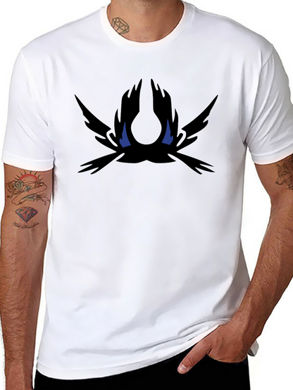 Mens Black Graphic Tee - Abstract Dark Bird Design
