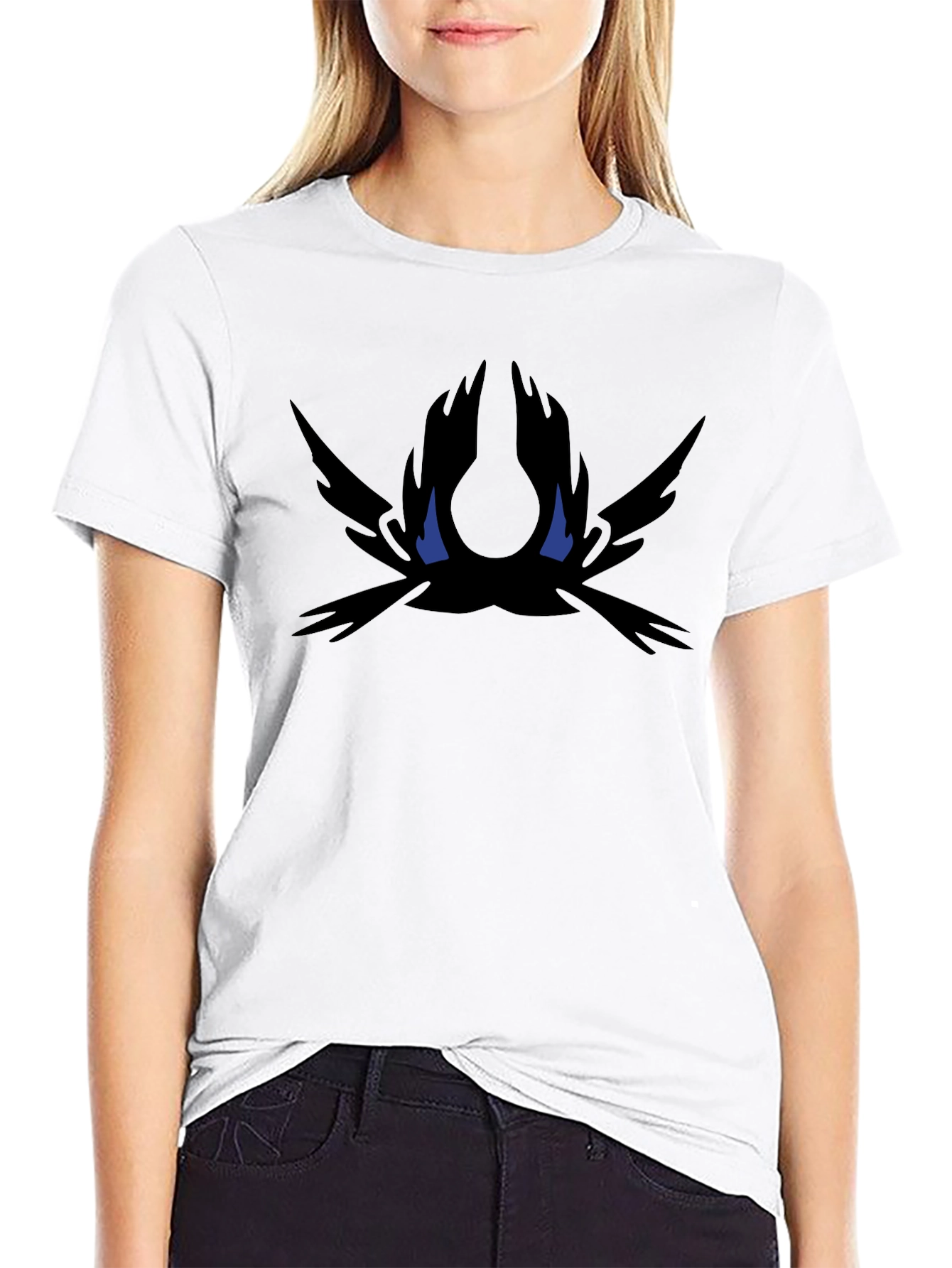 Mens Black Graphic Tee - Abstract Dark Bird Design