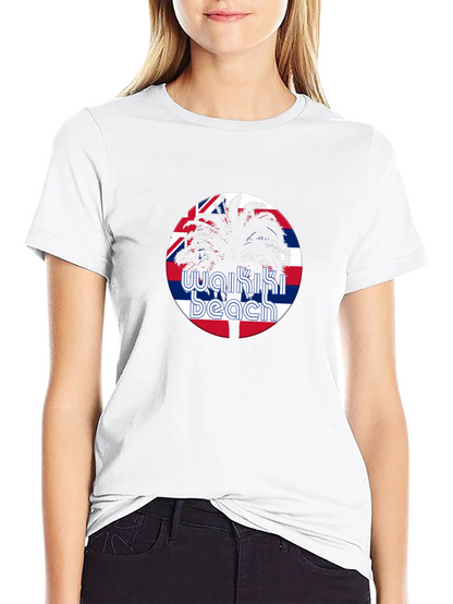 Waikiki Beach T-Shirt - Palm Tree Hawaii Design