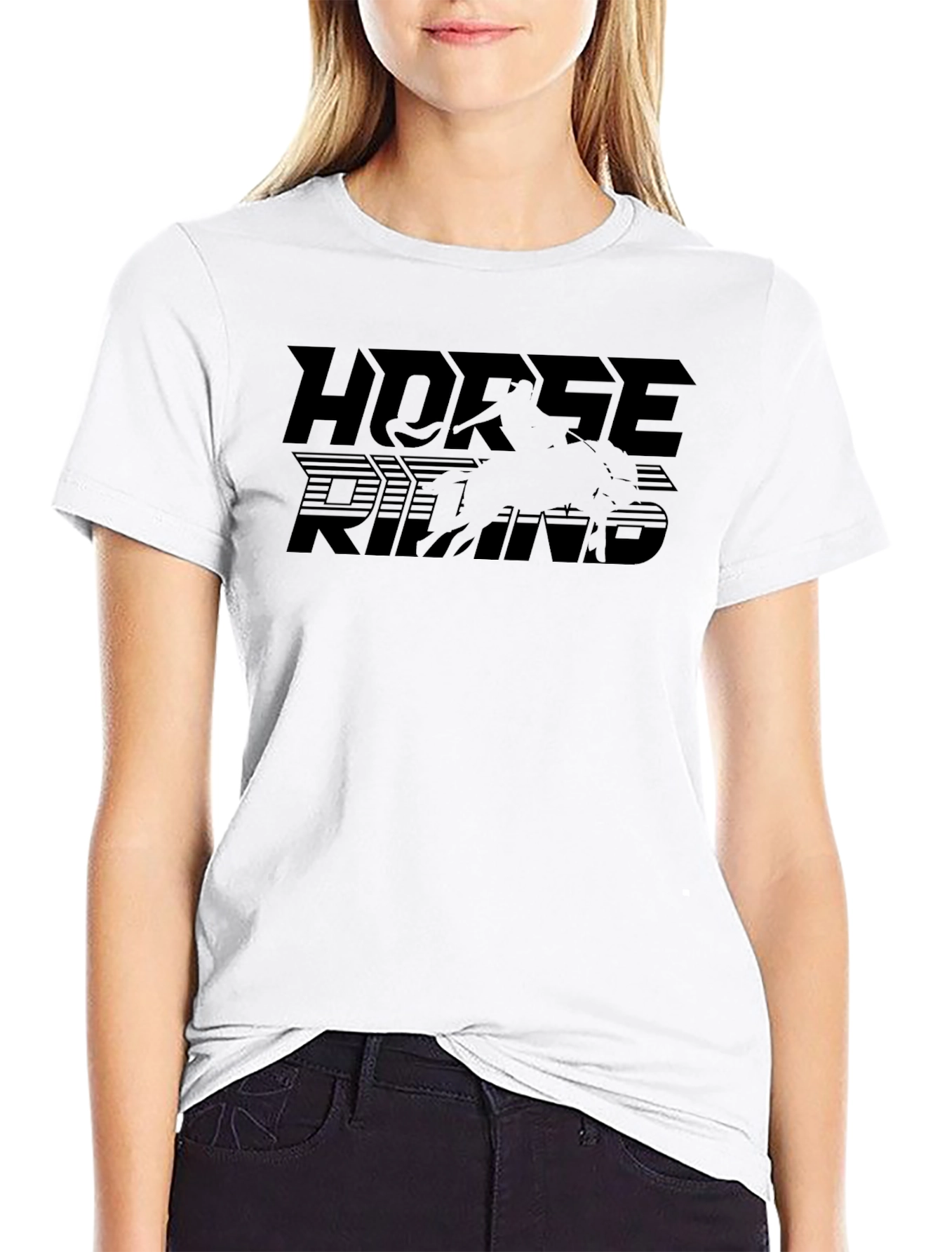 Horse Riding T-Shirt - Black Cotton Tee
