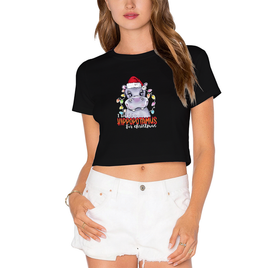 I Want A Hippopotamus For Christmas Fun X?mas Crop Tee