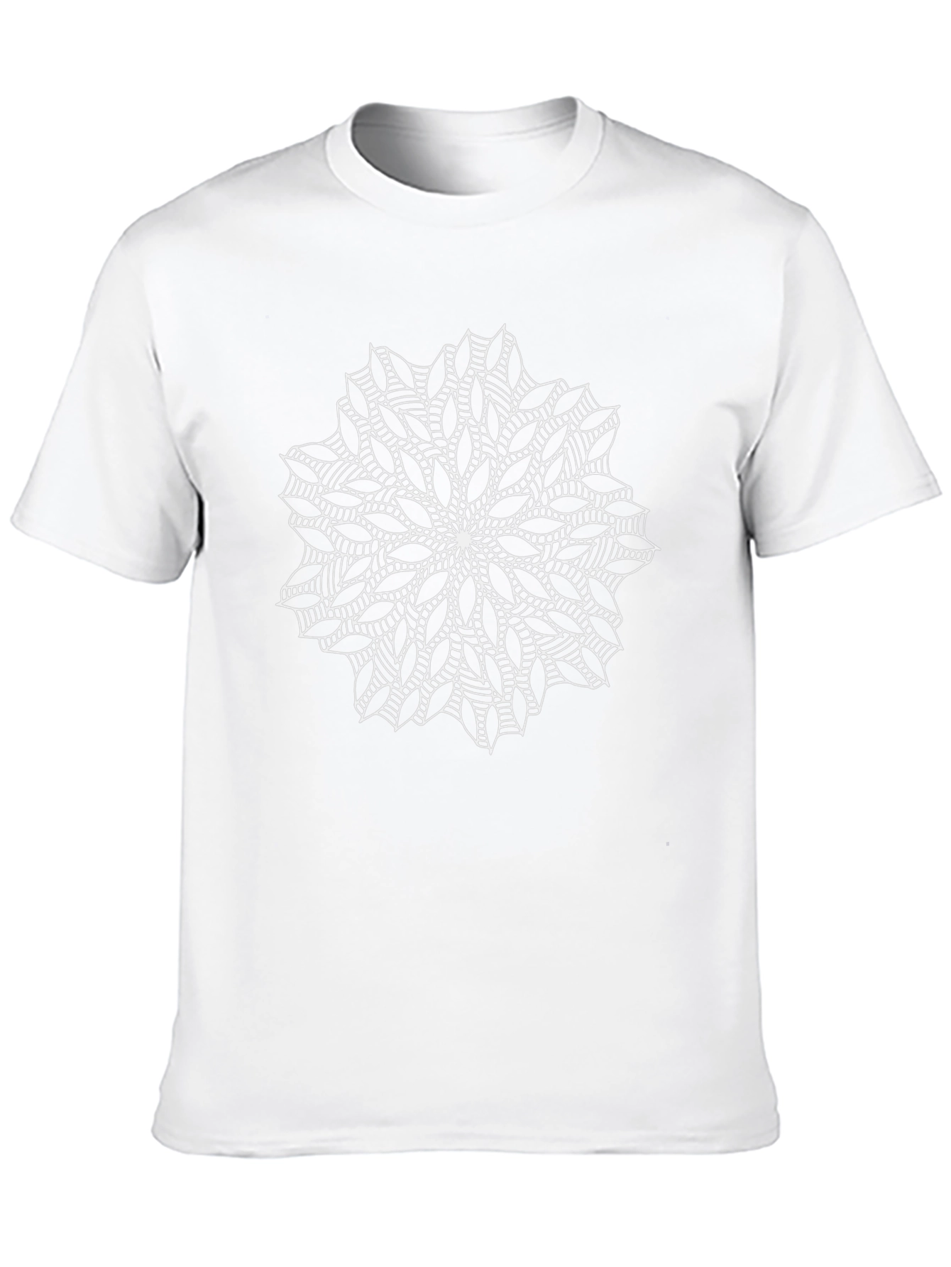 Black T-Shirt with White Mandala Design