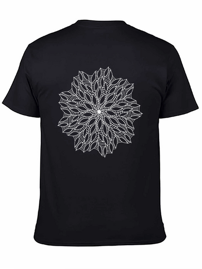 Black T-Shirt with White Mandala Design