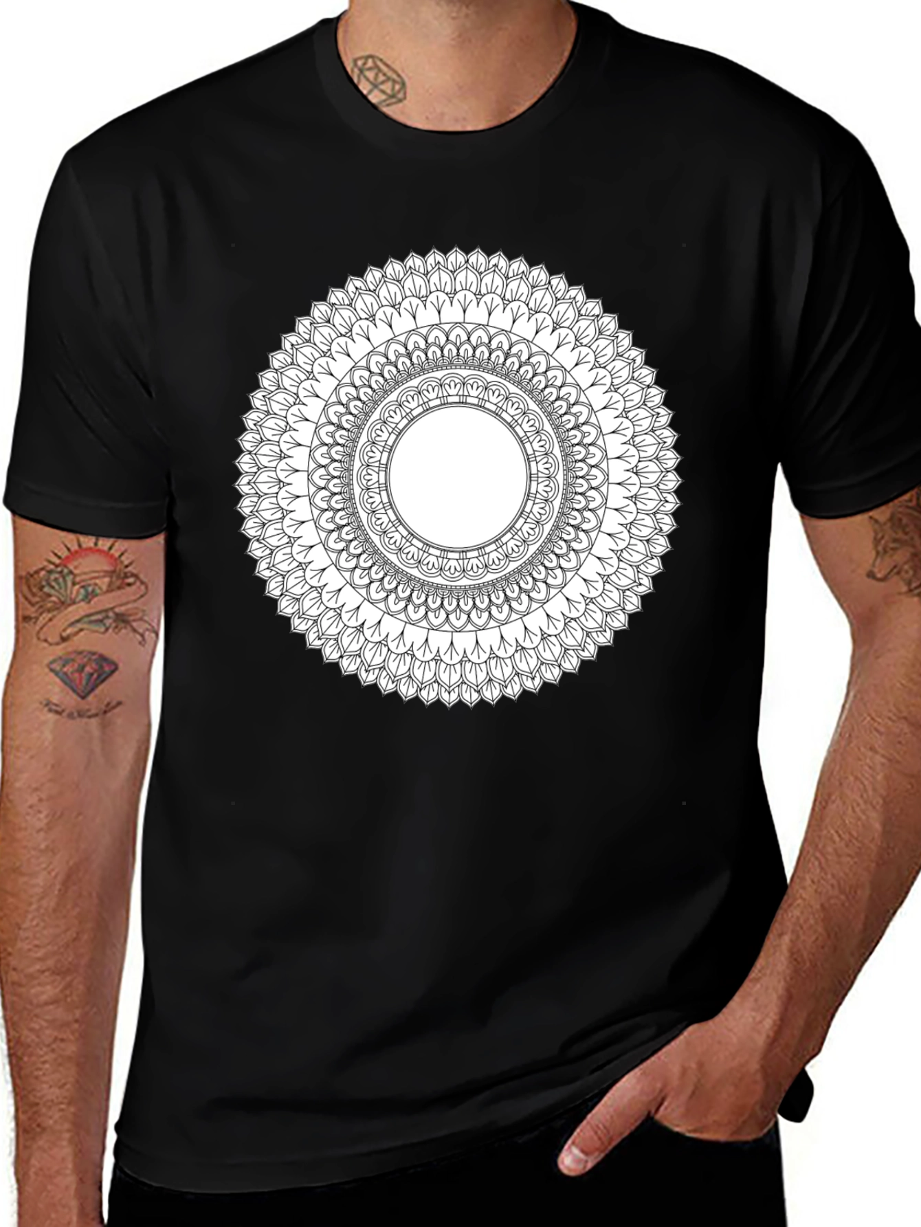 Mandala Print Black T-Shirt