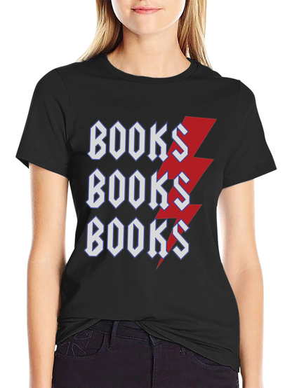 Books Lightning Bolt T-Shirt Black Cotton Tee