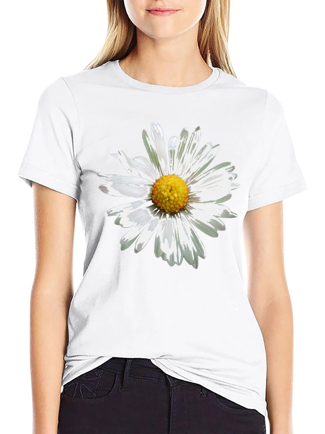 Daisy Graphic Print Black T-Shirt