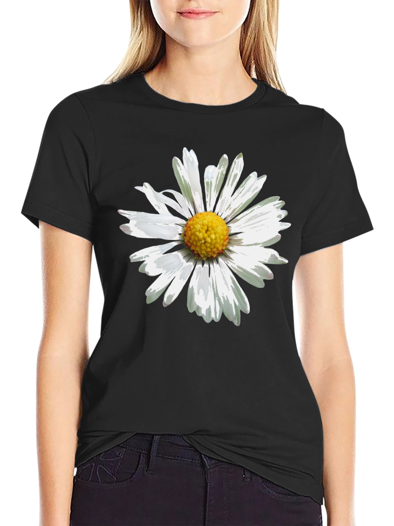 Daisy Graphic Print Black T-Shirt