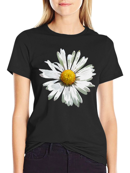 Daisy Graphic Print Black T-Shirt