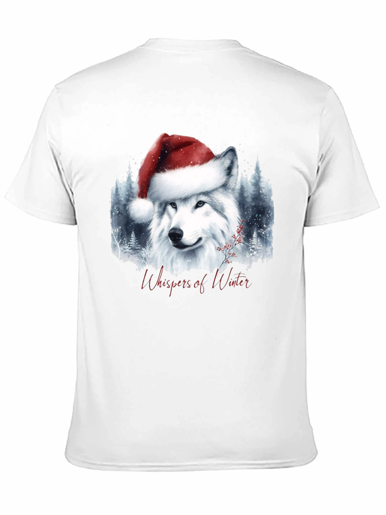 Winter Wolf Santa Hat Graphic Tee
