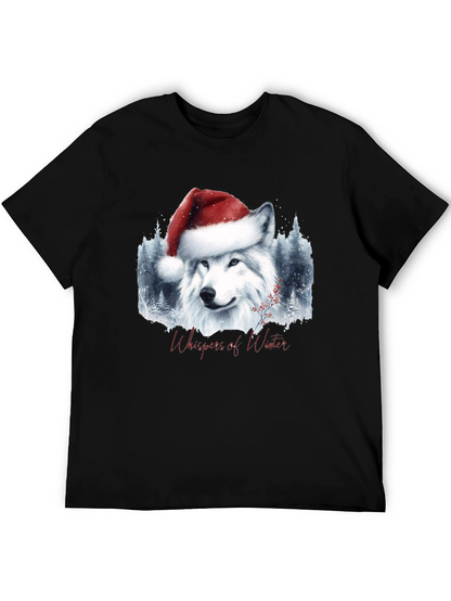 Winter Wolf Santa Hat Graphic Tee
