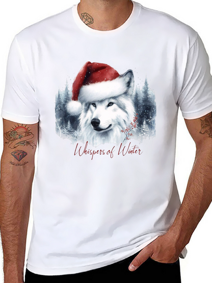 Winter Wolf Santa Hat Graphic Tee