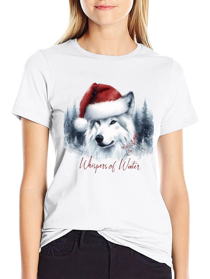 Winter Wolf Santa Hat Graphic Tee