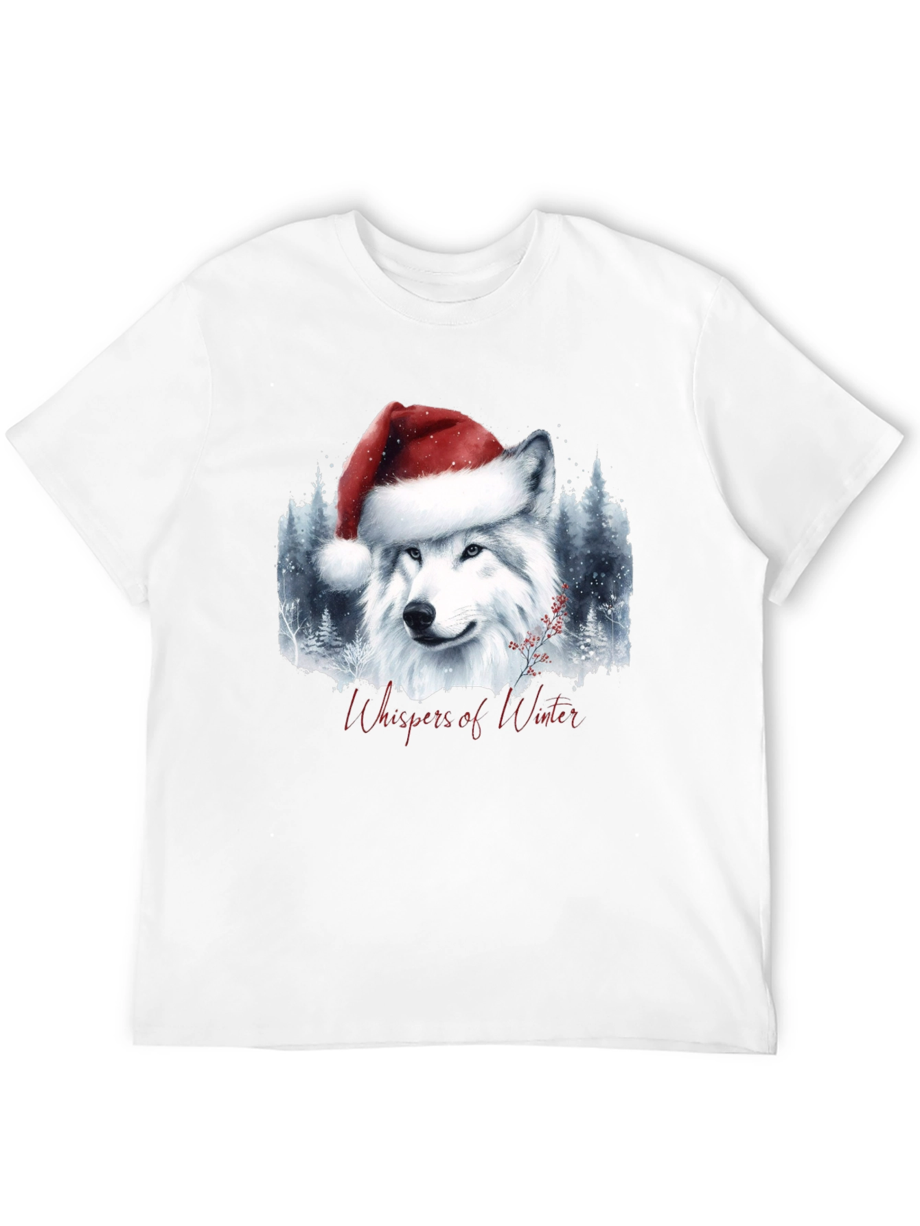 Winter Wolf Santa Hat Graphic Tee