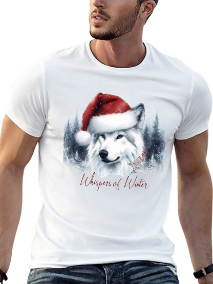 Winter Wolf Santa Hat Graphic Tee