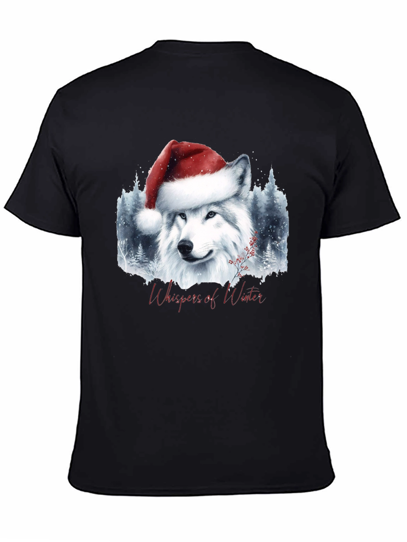 Winter Wolf Santa Hat Graphic Tee