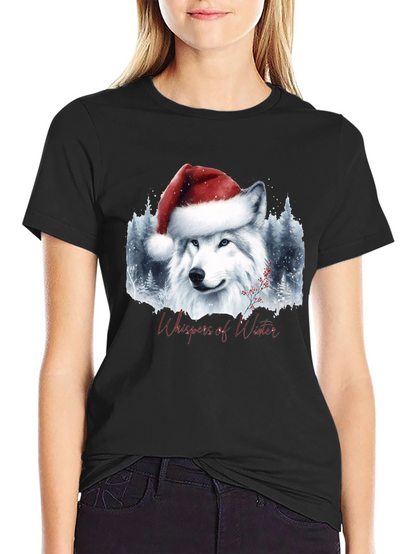 Winter Wolf Santa Hat Graphic Tee