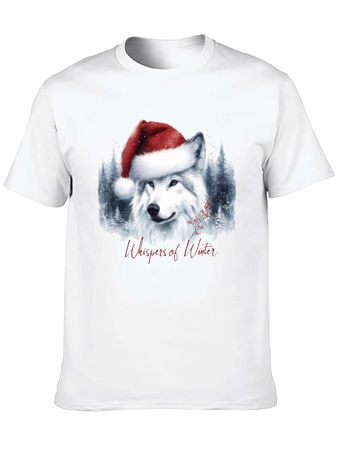 Winter Wolf Santa Hat Graphic Tee