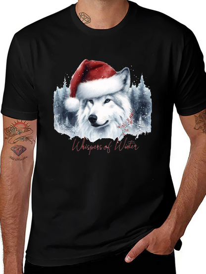 Winter Wolf Santa Hat Graphic Tee