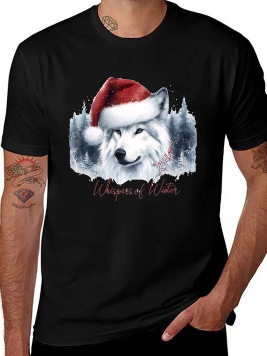 Winter Wolf Santa Hat Graphic Tee
