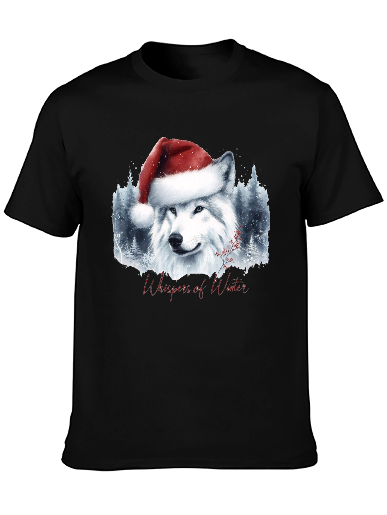 Winter Wolf Santa Hat Graphic Tee