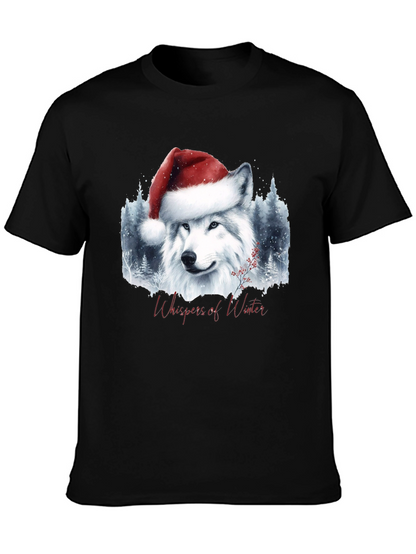 Winter Wolf Santa Hat Graphic Tee