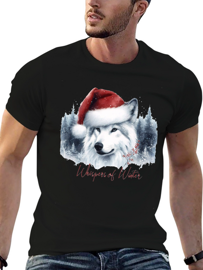 Winter Wolf Santa Hat Graphic Tee