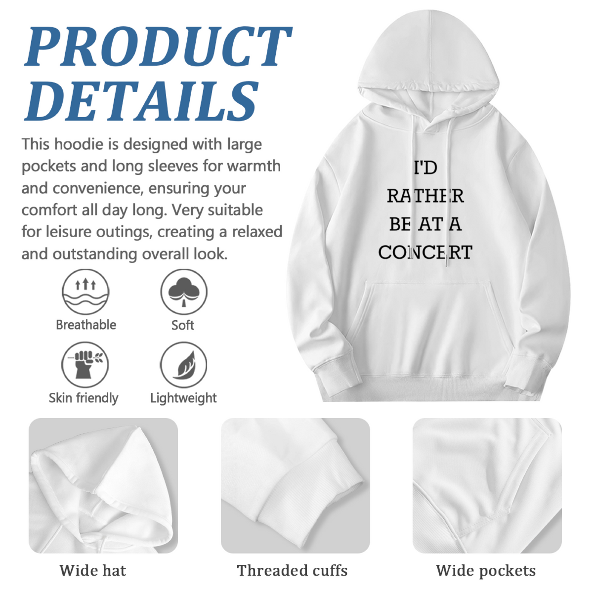 I'd Rather Be At A Concert' Funny Hoodie