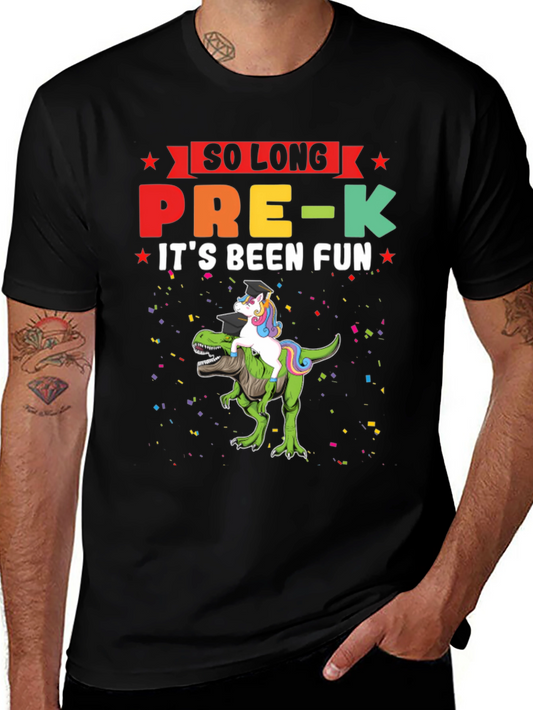 So Long Pre-K T-Shirt: Unicorn Riding Dino