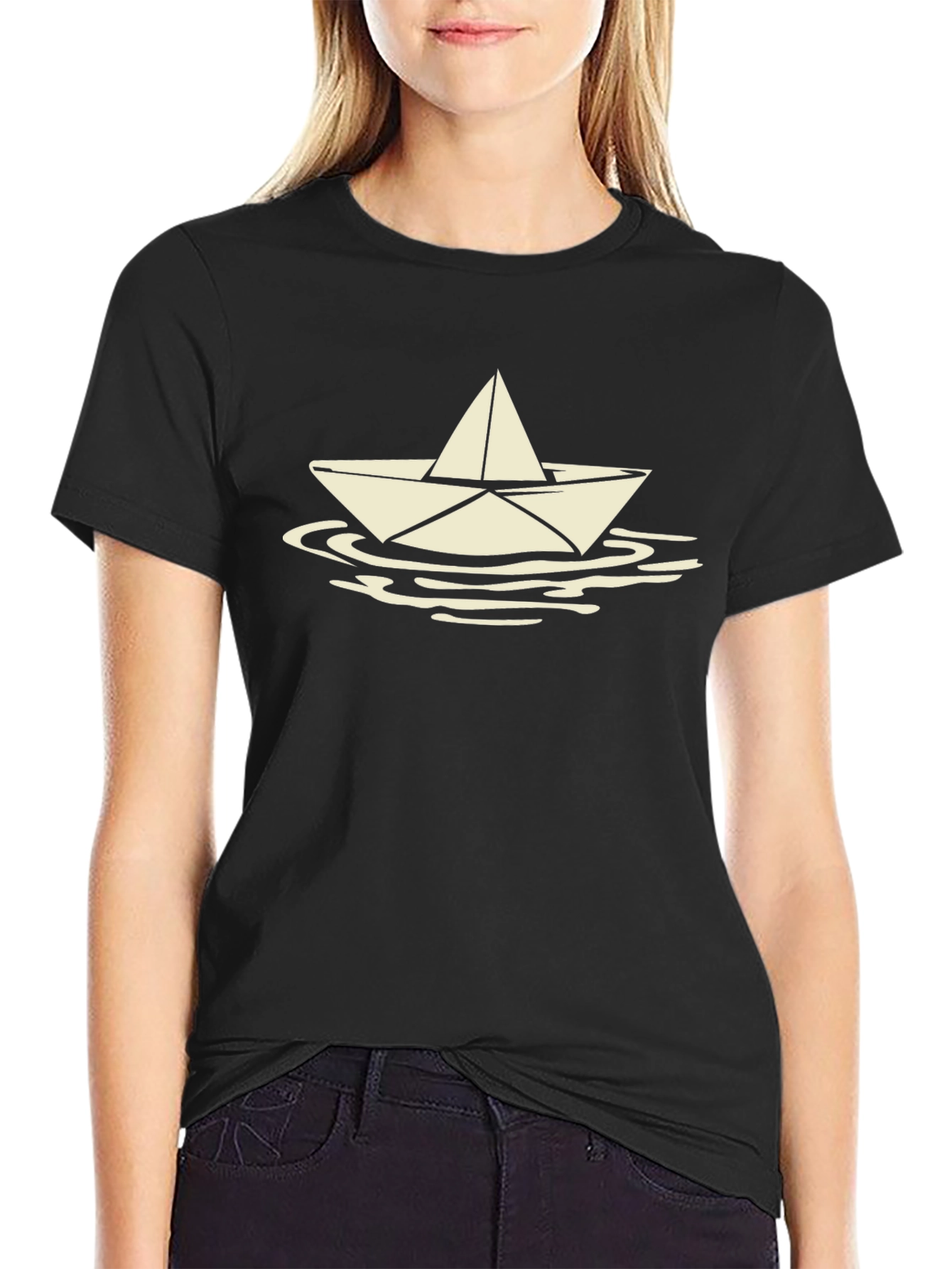 Paper Boat Tee - Mens Black Graphic T-Shirt