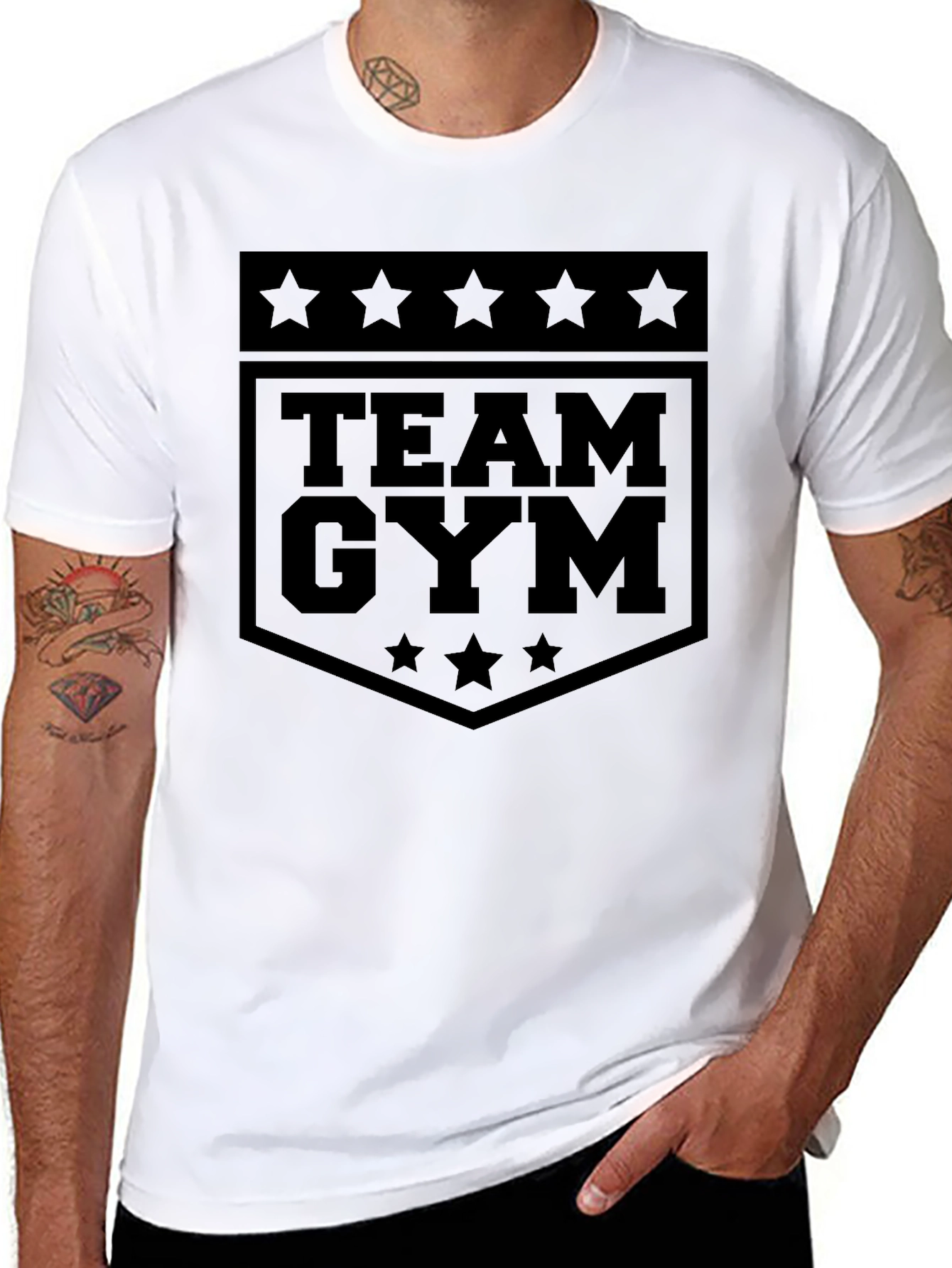 Team Gym Graphic Tee - Black Cotton Fitness Shirt