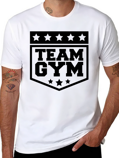 Team Gym Graphic Tee - Black Cotton Fitness Shirt