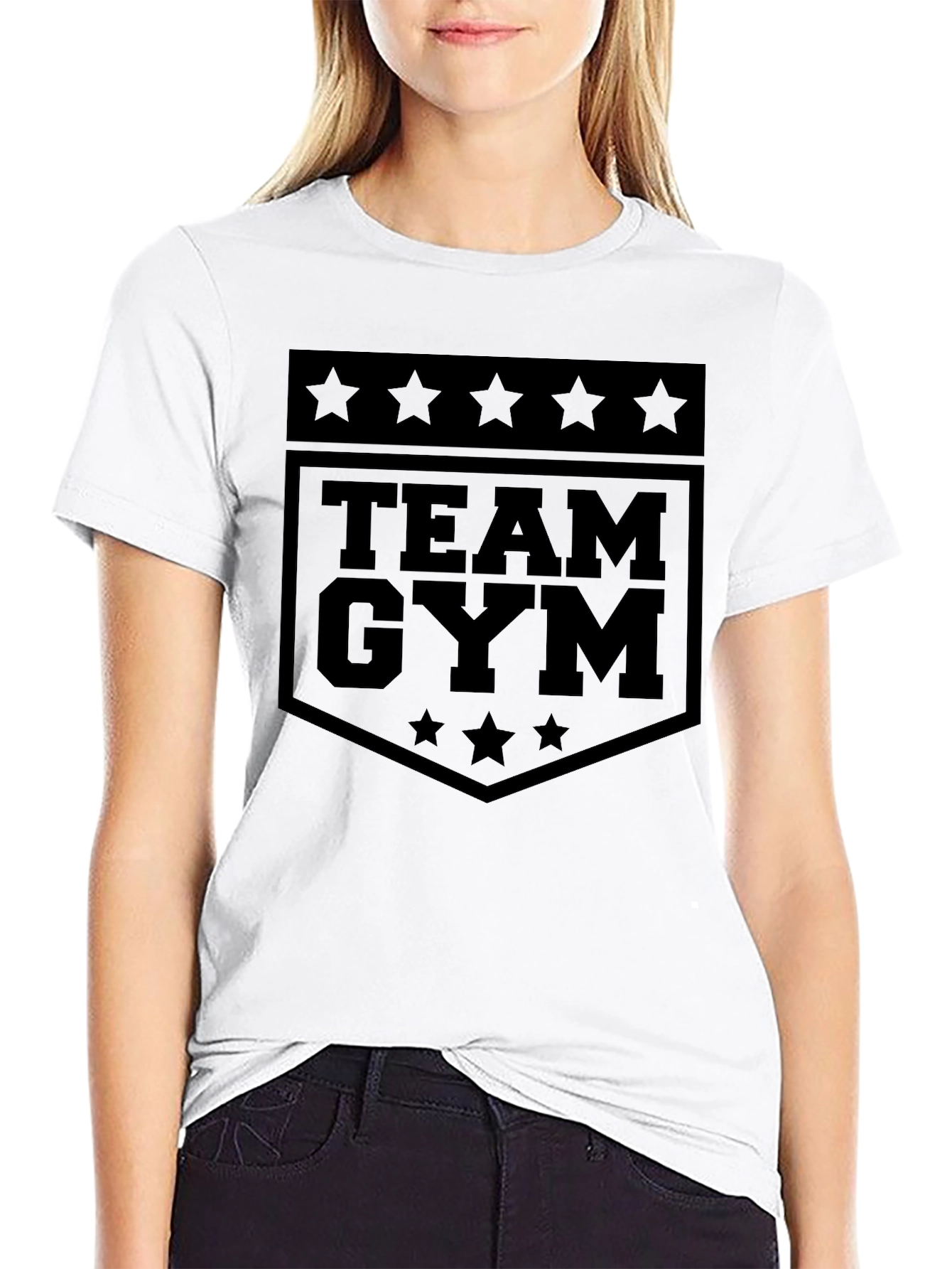 Team Gym Graphic Tee - Black Cotton Fitness Shirt