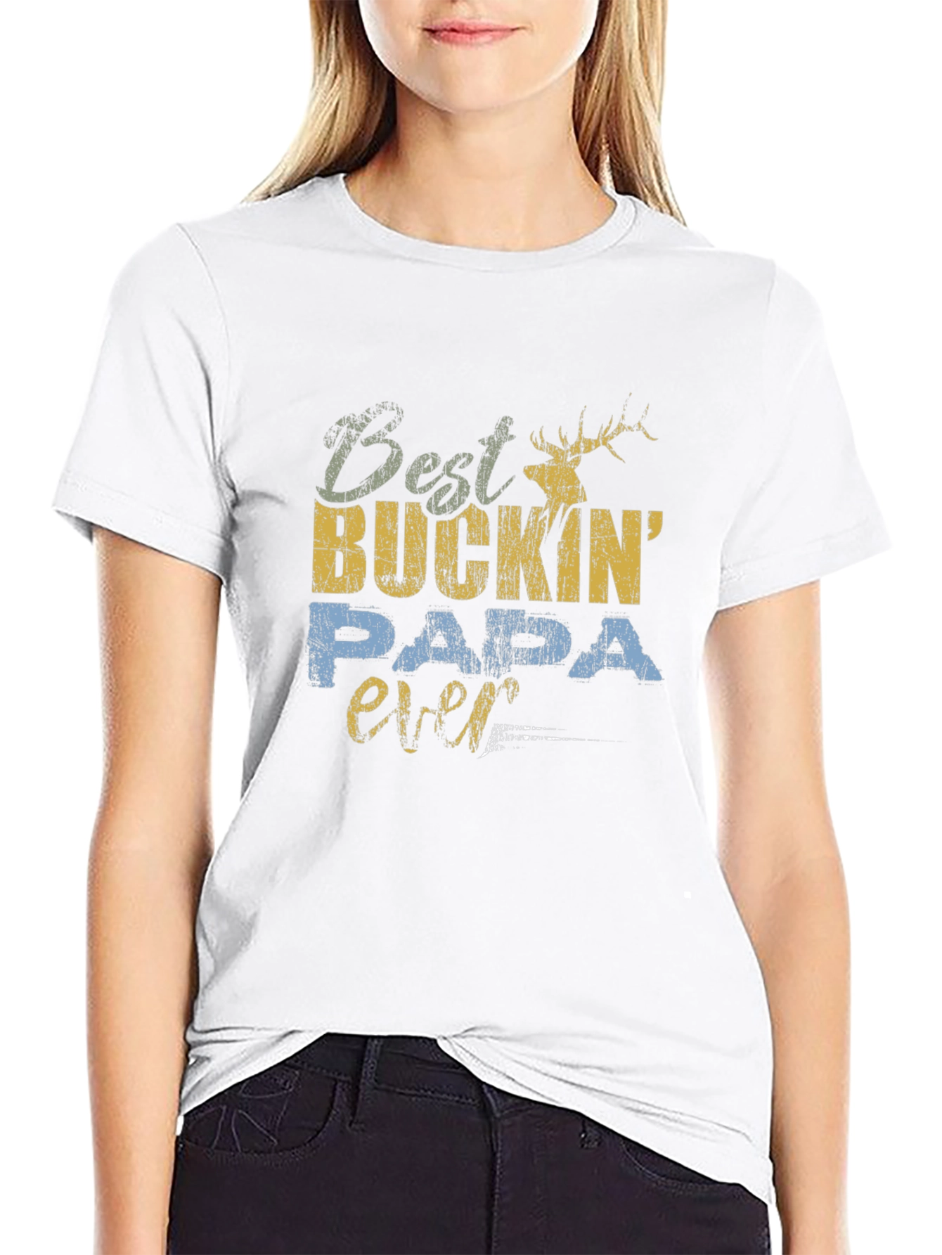 Best Buckin Papa Ever Black T-Shirt