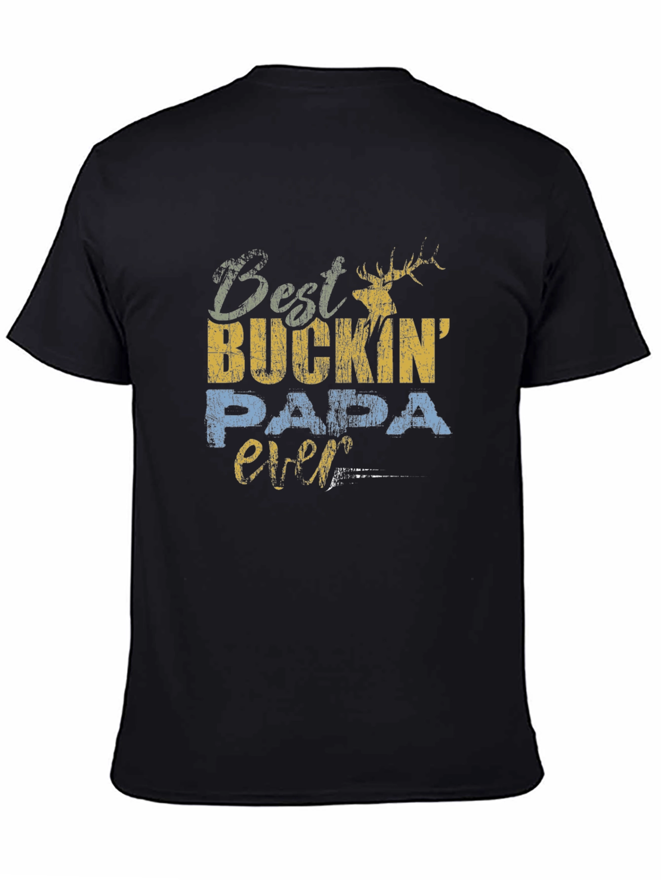 Best Buckin Papa Ever Black T-Shirt