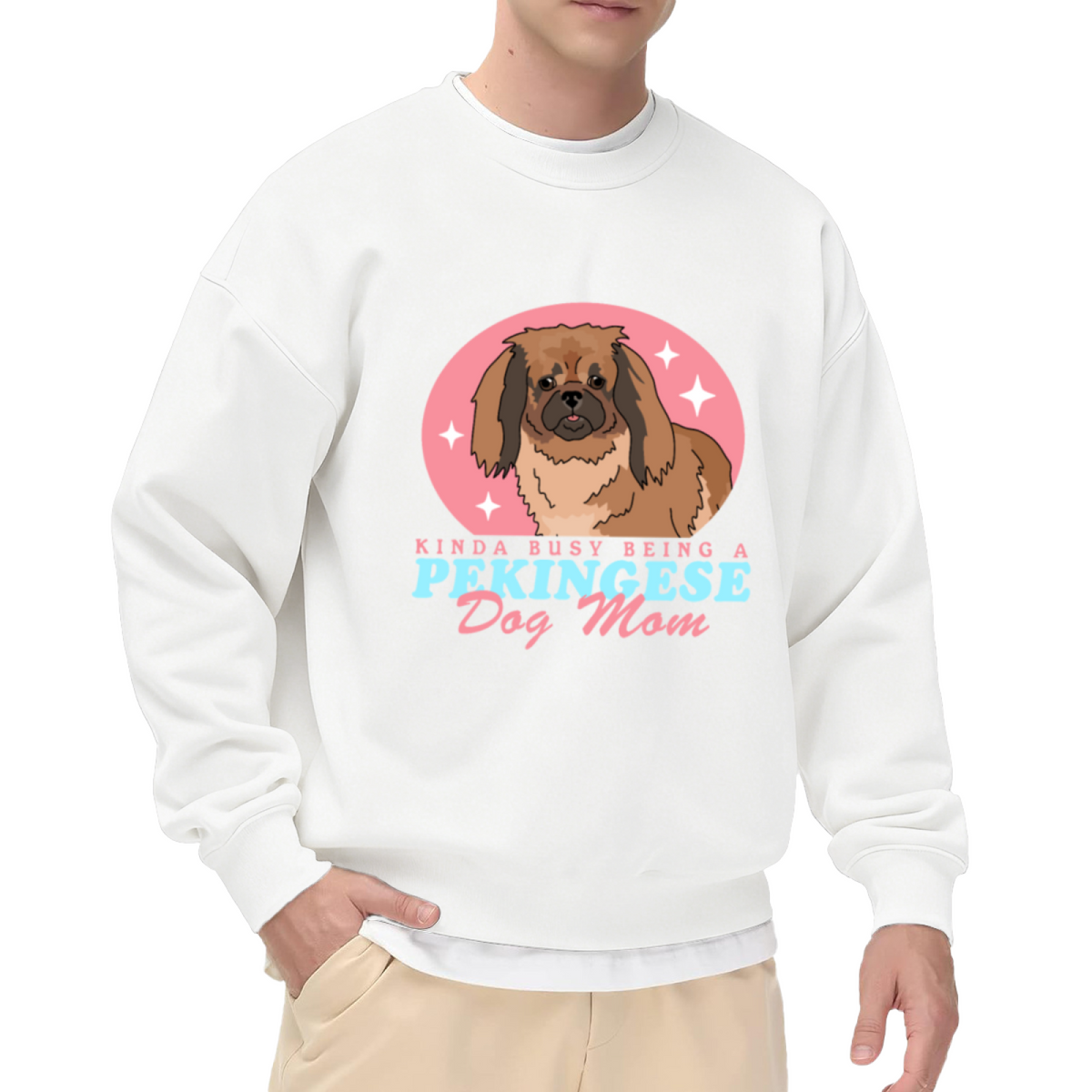 Kinda Busy Being a Pekingese Sweatshirt - Funny Dog Mom Quote Crewneck, Cute Pekingese Puppy Pullover, Dog Owner Gift Sweatshirt, Pet Lover Top