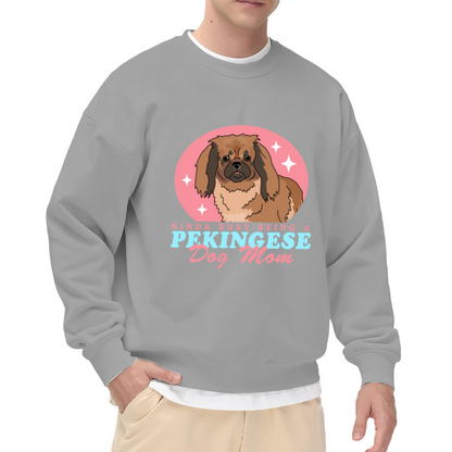 Kinda Busy Being a Pekingese Sweatshirt - Funny Dog Mom Quote Crewneck, Cute Pekingese Puppy Pullover, Dog Owner Gift Sweatshirt, Pet Lover Top