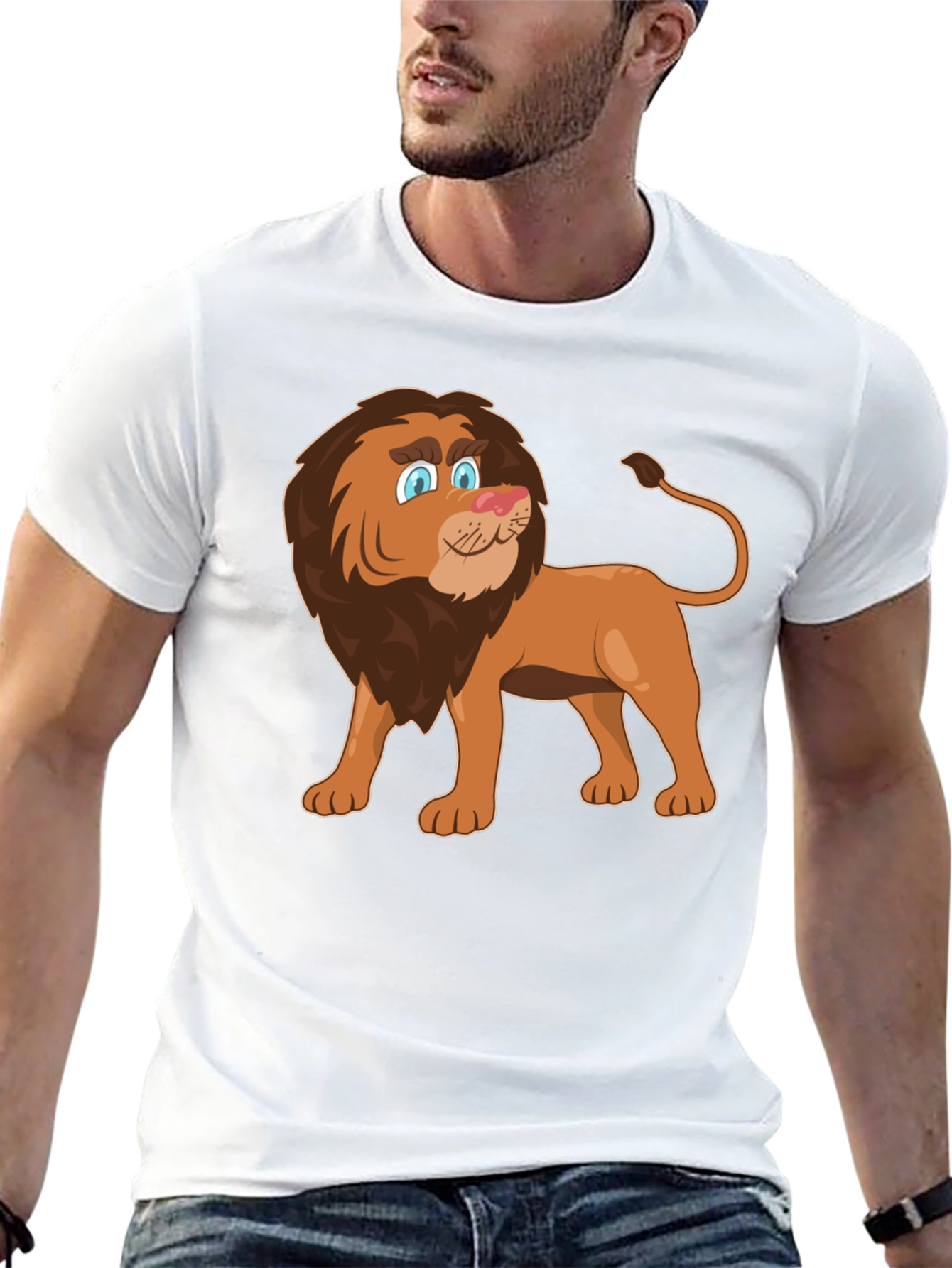 Lion Cartoon Graphic Tee - Black