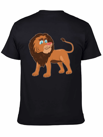 Lion Cartoon Graphic Tee - Black