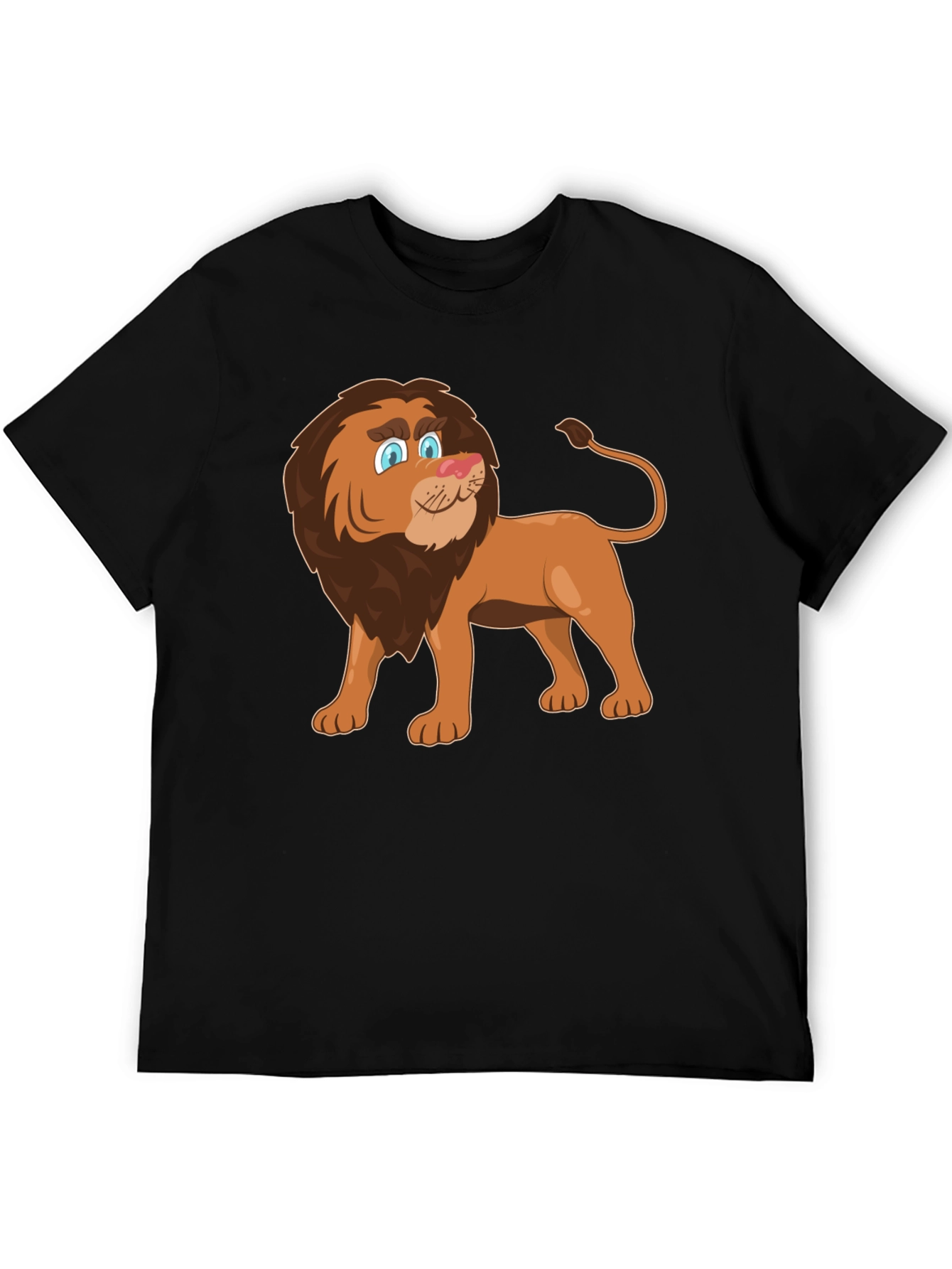 Lion Cartoon Graphic Tee - Black