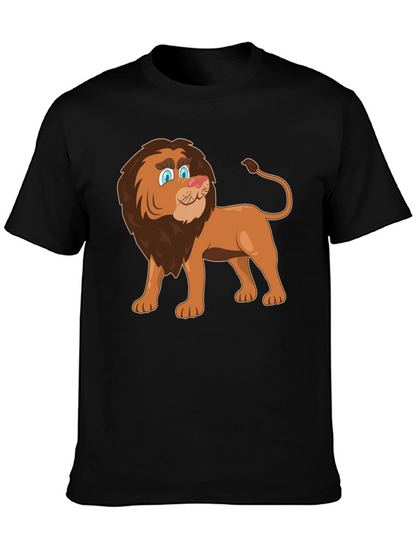 Lion Cartoon Graphic Tee - Black